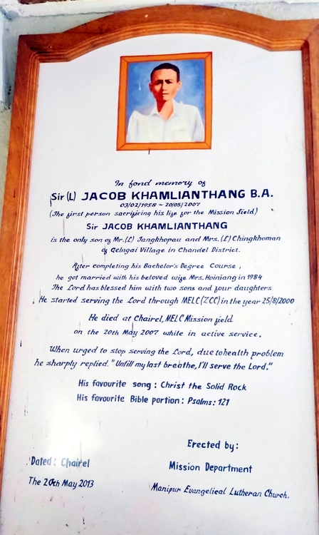 A missionary who lay his life for the extension of God's kingdom in Chairel missionary field